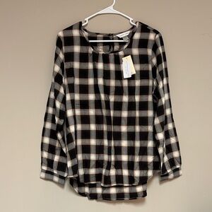 Christopher & Banks Black and White Plaid Blouse